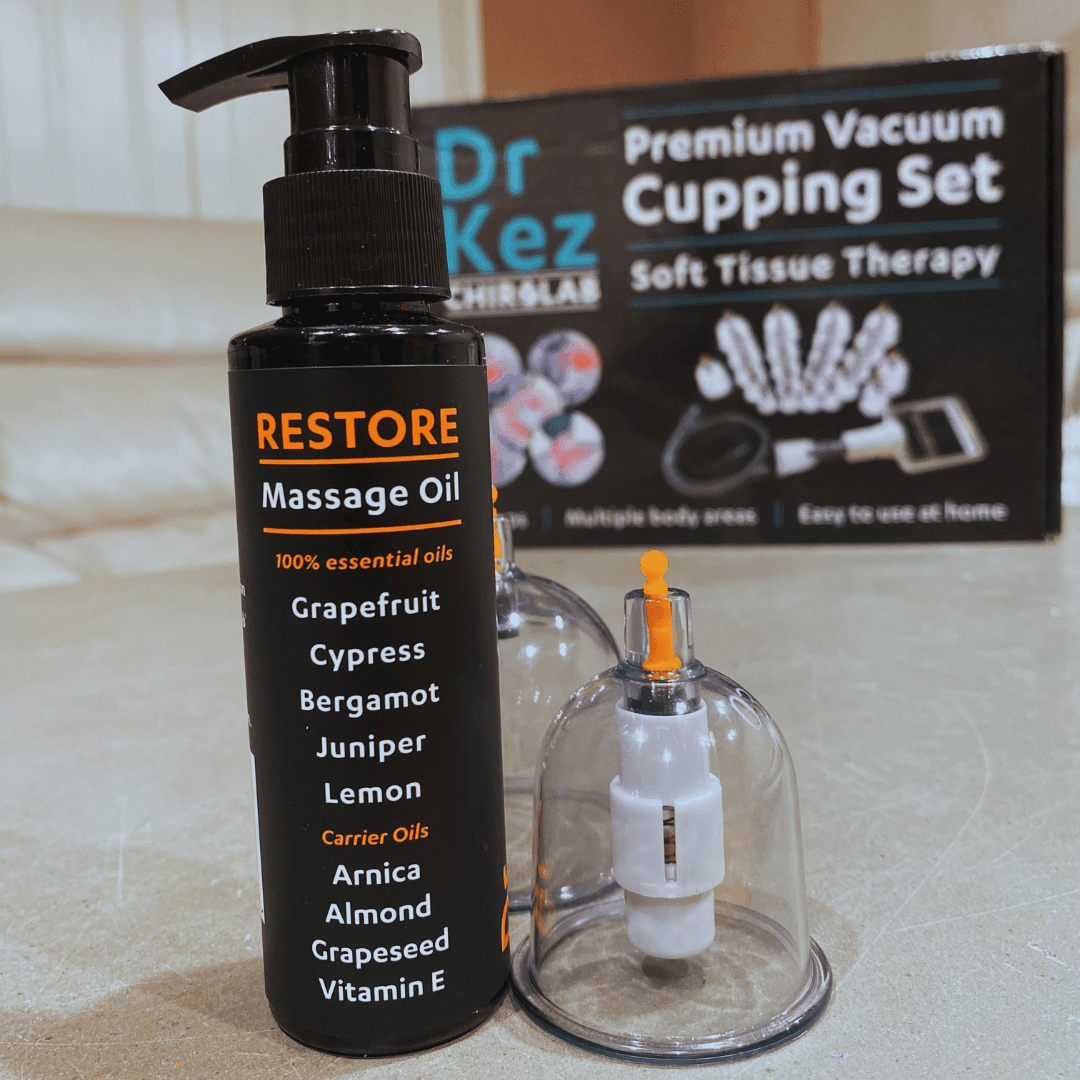 RESTORE Massage Oil for Vacuum Cupping and Massage 100ml - Dr Kez Chirolab