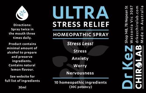 ULTRA Stress Relief Spray - Natural Stress Relief - Dr Kez Chirolab