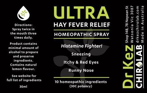 ULTRA Hay Fever Relief Spray - Hay Fever Treatment - Dr Kez Chirolab