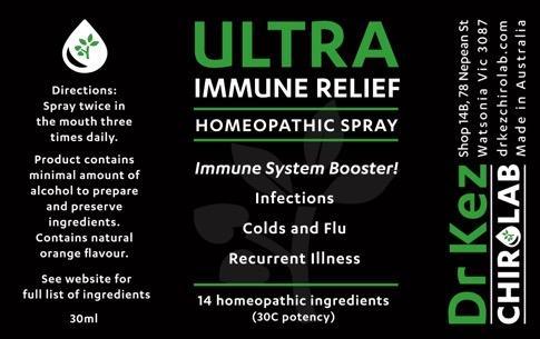 ULTRA Immune Relief Spray - Boost Immune System Naturally - Dr Kez Chirolab