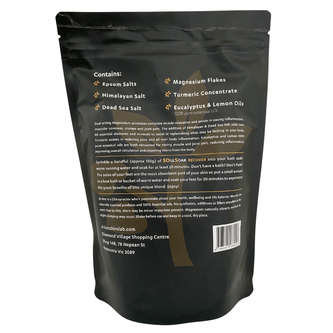 SoulSoak RECOVER Herbal Muscle Relaxer 900g - Dr Kez Chirolab