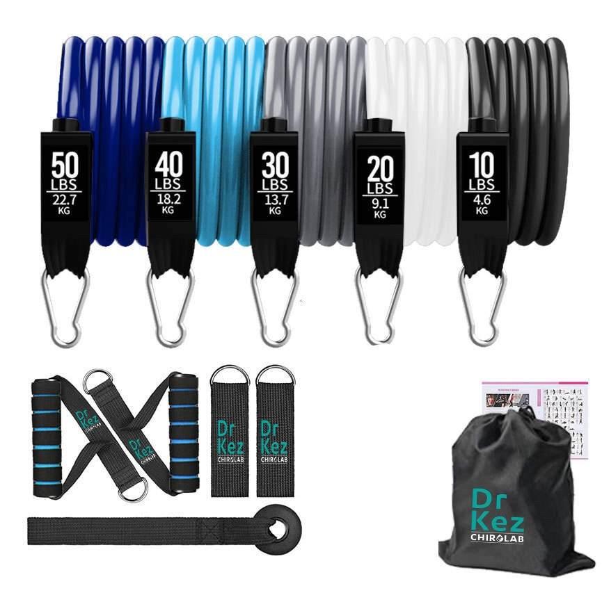 Resistance Bands Set Includes Bonus Loop Set - Dr Kez Chirolab