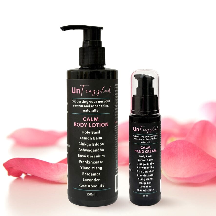UnFrazzled Calm natural body lotion and natural hand cream Dr Kez chirolab rose petals