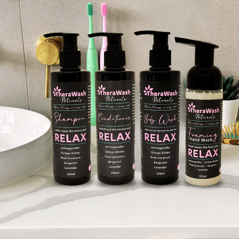 RELAX Natural Body Care Bundle - Stress Relief Hair And Body Care