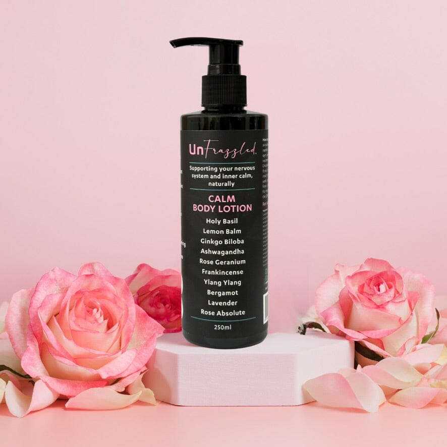 UnFrazzled Calm natural body lotion Dr Kez chirolab rose petals