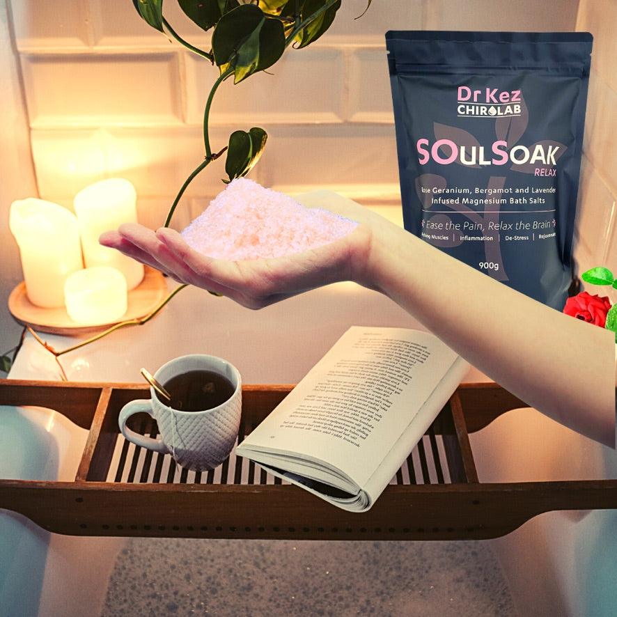 SoulSoak RELAX Magnesium Bath - 900g - Dr Kez Chirolab 