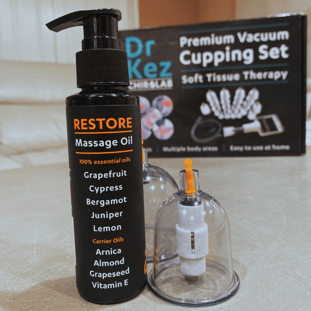 RESTORE Massage Oil for Vacuum Cupping and Massage 100ml - Dr Kez Chirolab 