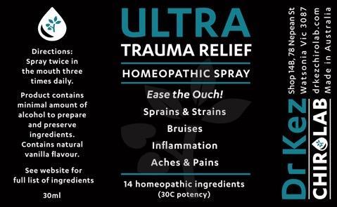 ULTRA Trauma Relief Spray - Pain Relief Spray - Dr Kez Chirolab 